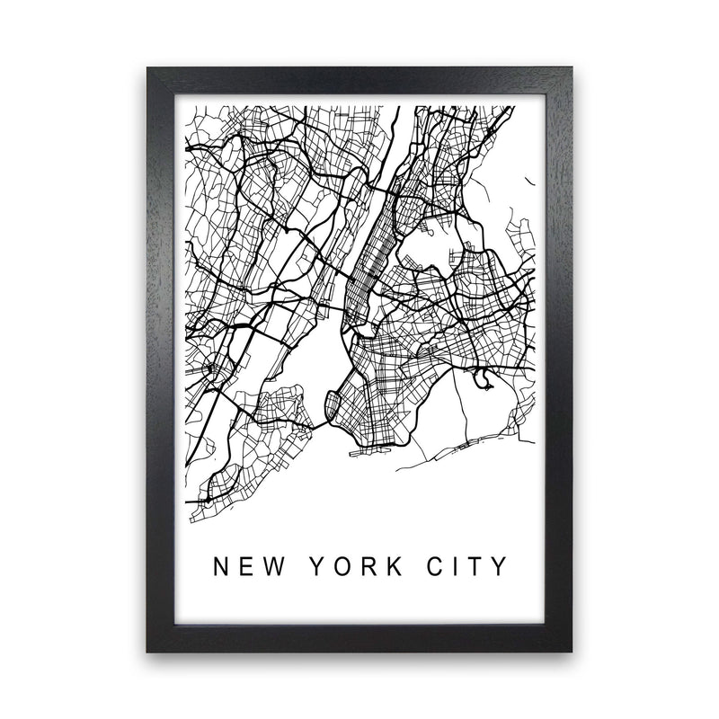 New York City Map Art Print by Pixy Paper Black Grain