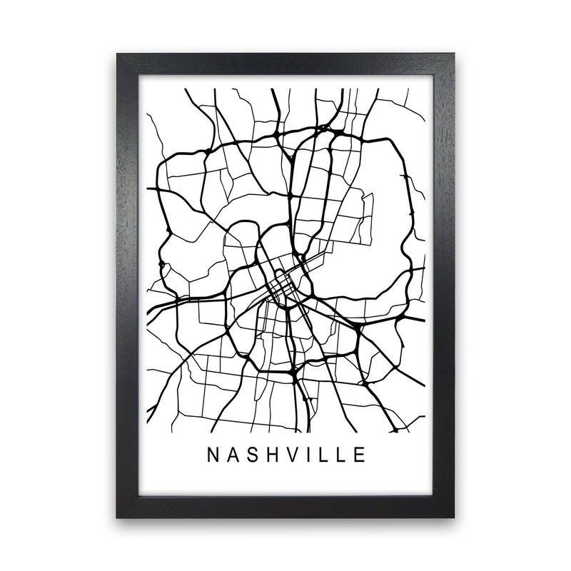 Nashville Map Art Print by Pixy Paper Black Grain