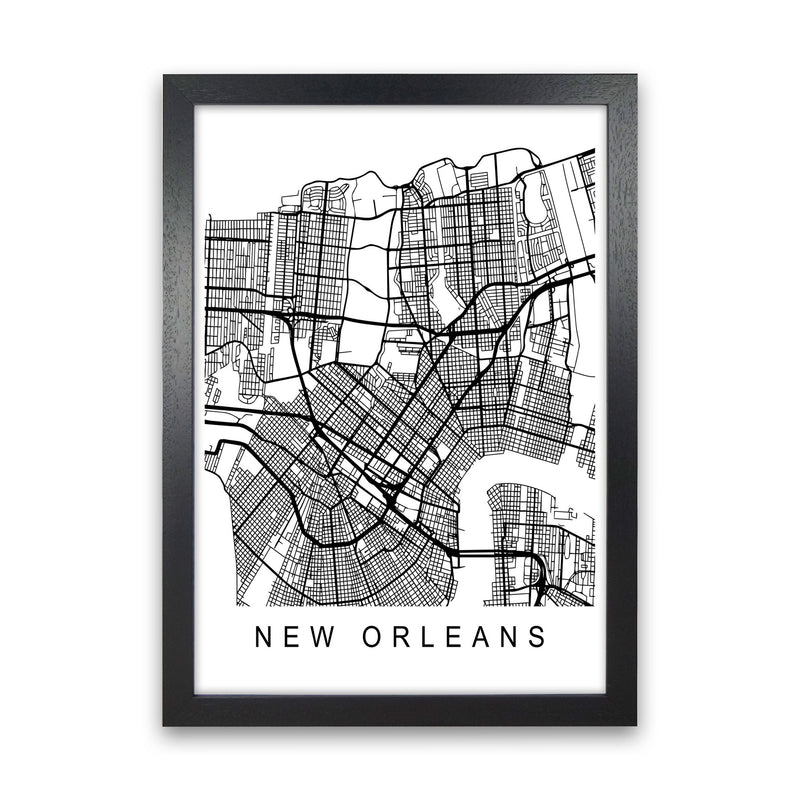 New Orleans Map Art Print by Pixy Paper Black Grain