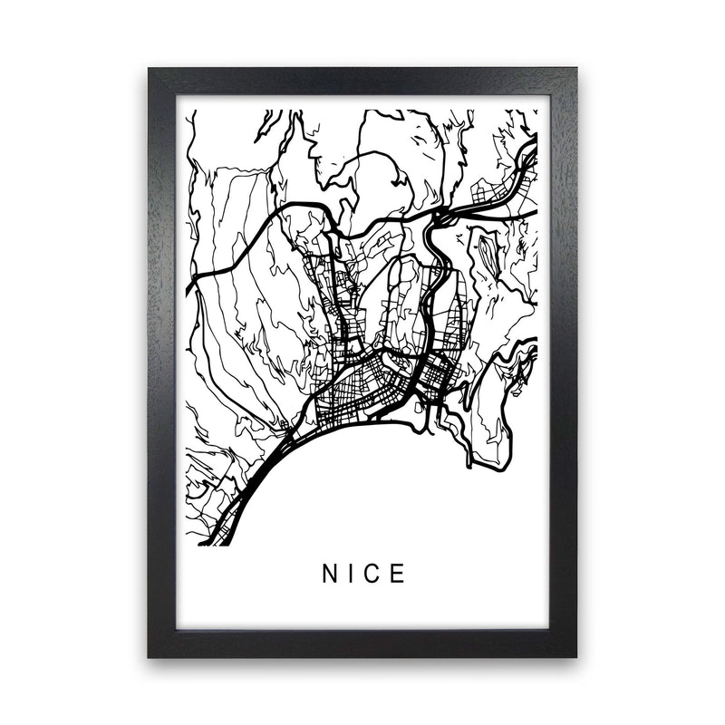Nice Map Art Print by Pixy Paper Black Grain