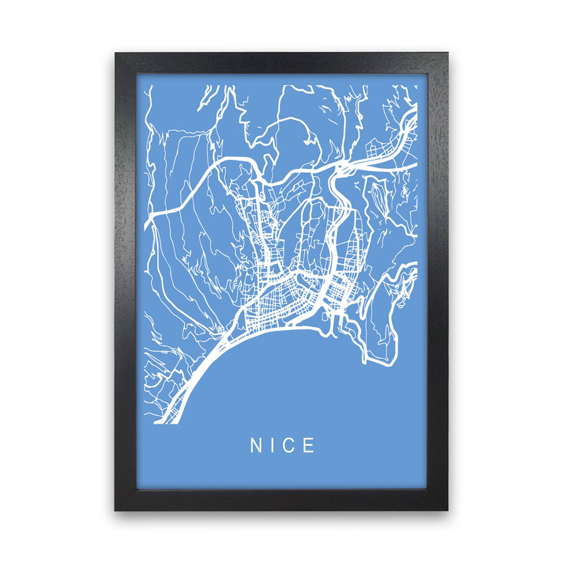 Nice Map Blueprint Art Print by Pixy Paper Black Grain