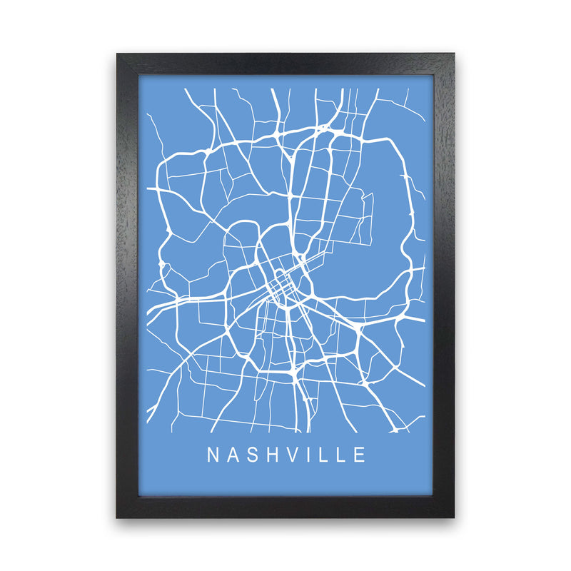Nashville Map Blueprint Art Print by Pixy Paper Black Grain