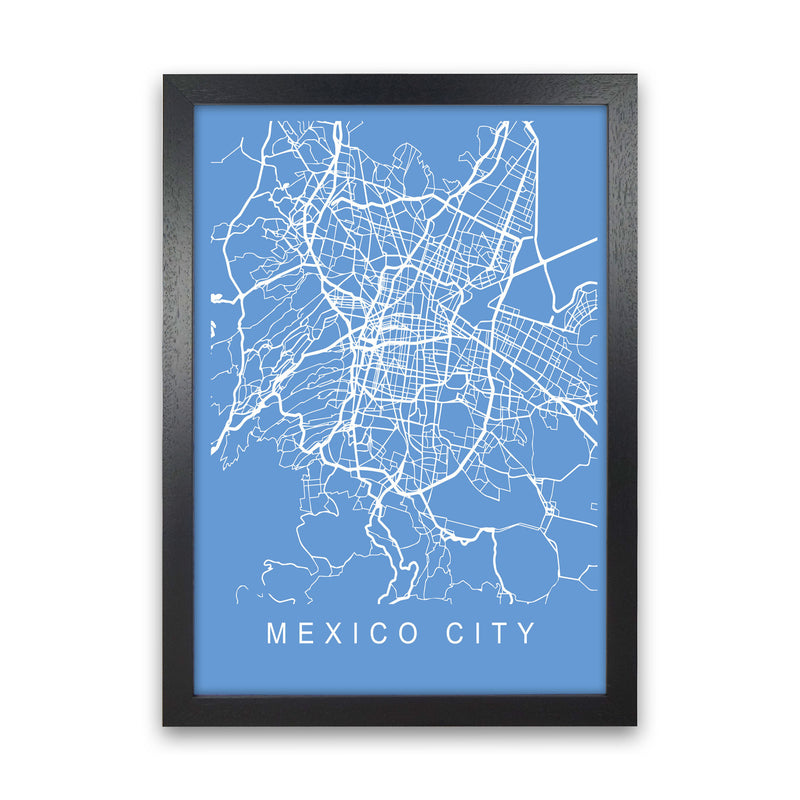 Mexico City Map Blueprint Art Print by Pixy Paper Black Grain