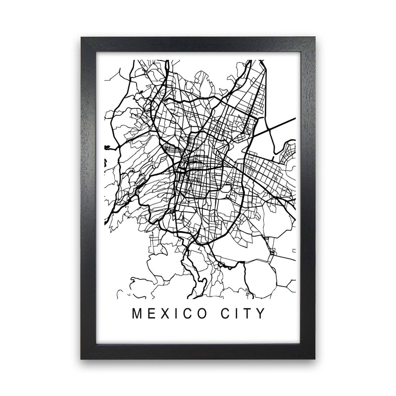 Mexico Map Art Print by Pixy Paper Black Grain
