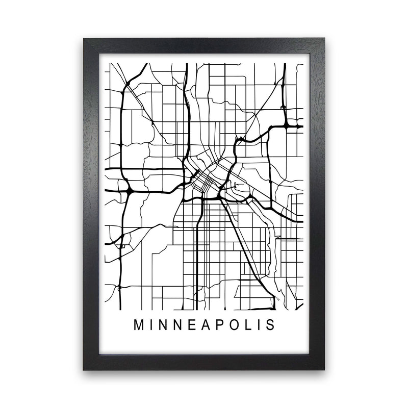 Minneapolis Map Art Print by Pixy Paper Black Grain