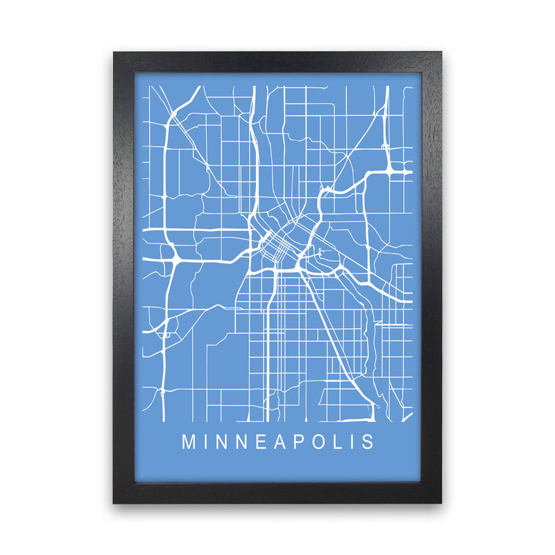 Minneapolis Map Blueprint Art Print by Pixy Paper Black Grain
