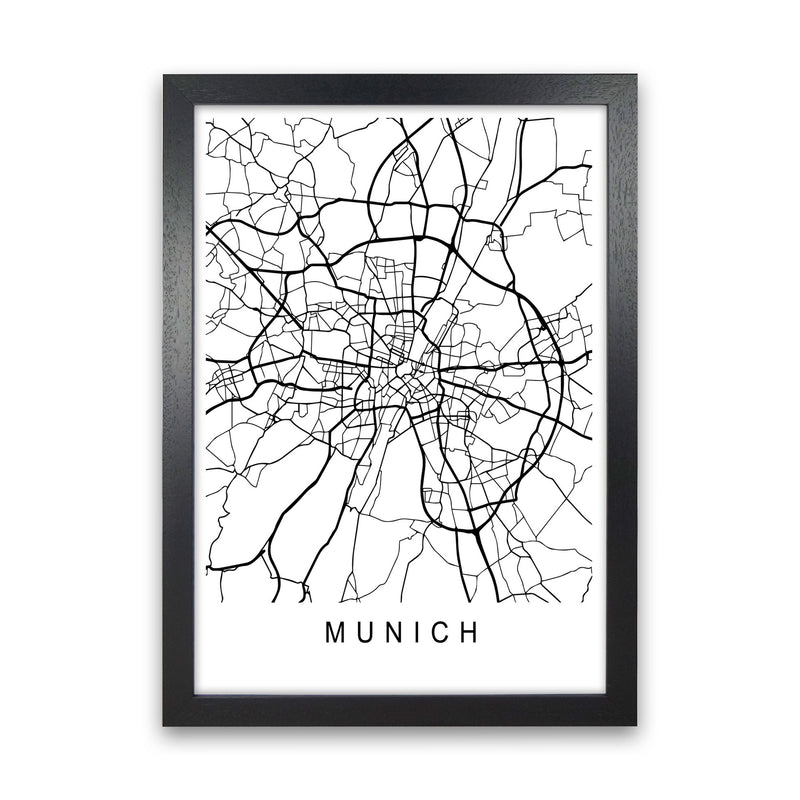 Munich Map Art Print by Pixy Paper Black Grain