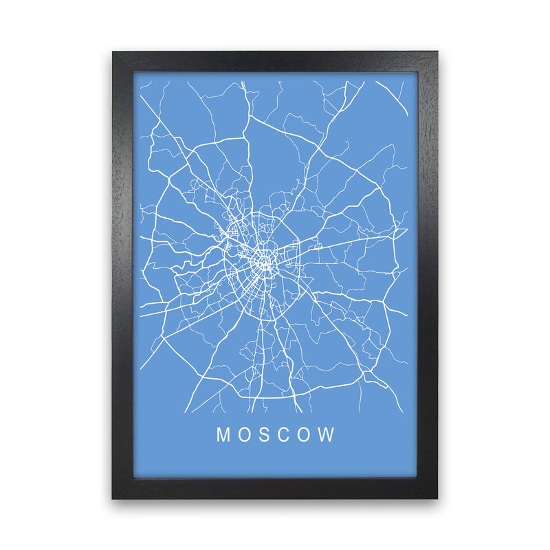 Moscow Map Blueprint Art Print by Pixy Paper Black Grain