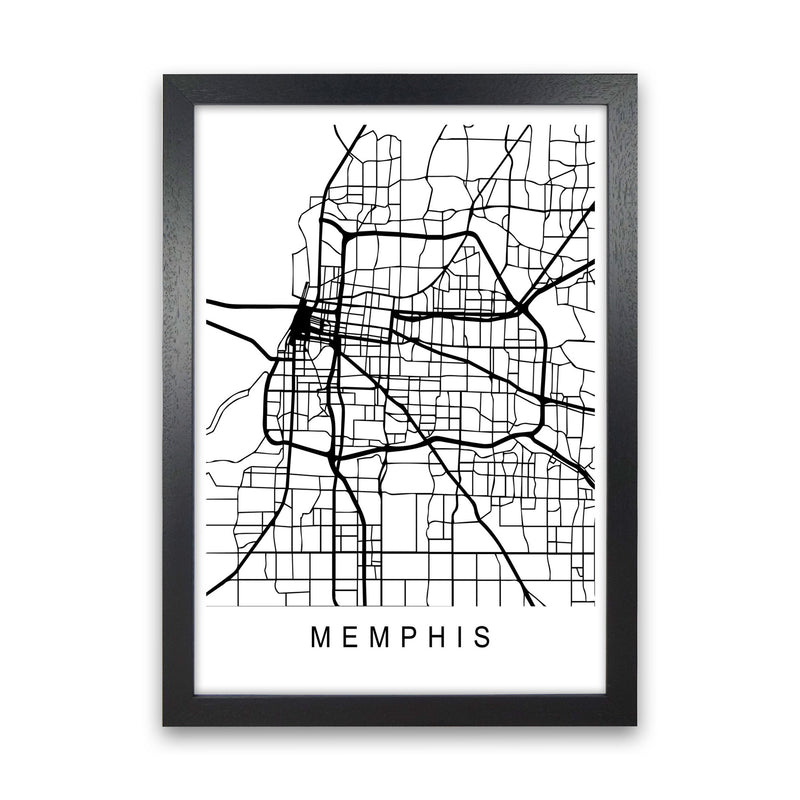 Memphis Map Art Print by Pixy Paper Black Grain