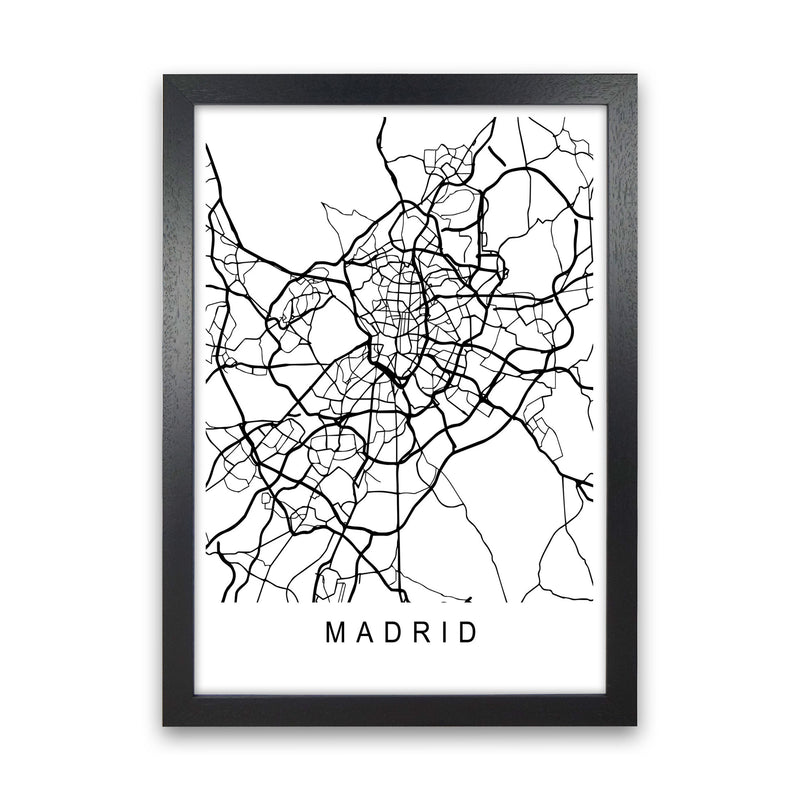 Madrid Map Art Print by Pixy Paper Black Grain