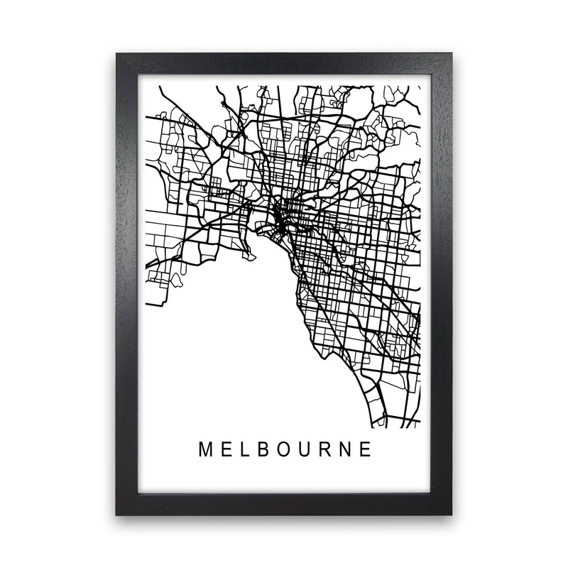 Melbourne Map Art Print by Pixy Paper Black Grain