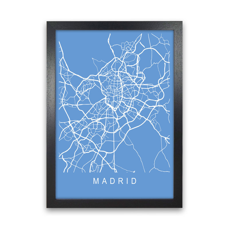 Madrid Map Blueprint Art Print by Pixy Paper Black Grain