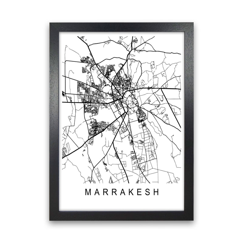 Marrakesh Map Art Print by Pixy Paper Black Grain