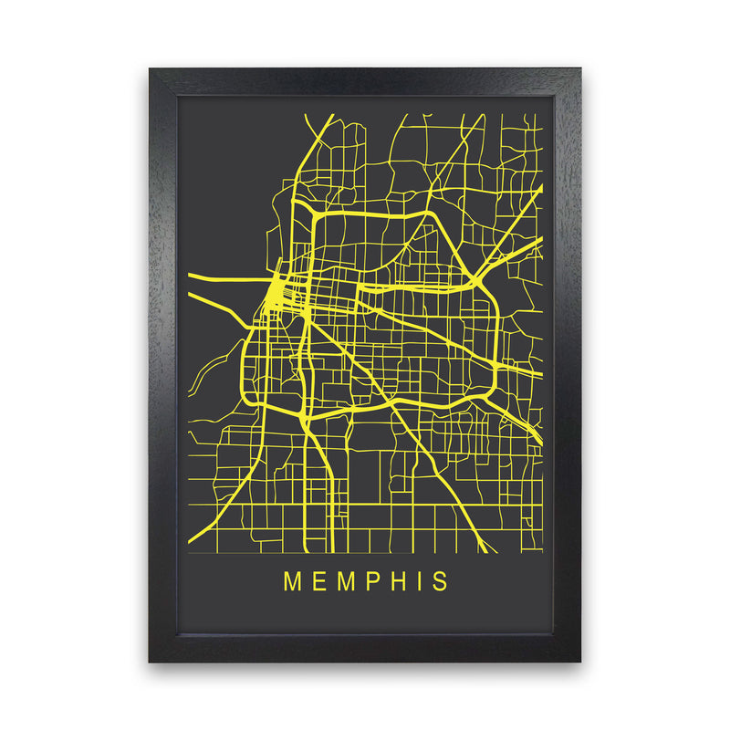 Memphis Map Neon Art Print by Pixy Paper Black Grain