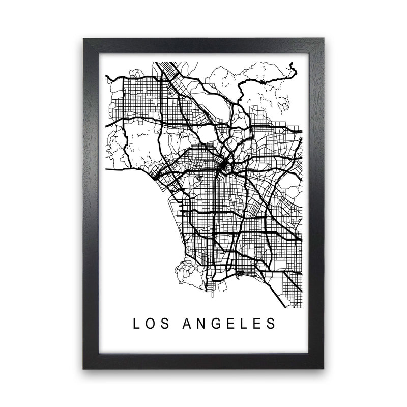 Los Angeles Map Art Print by Pixy Paper Black Grain