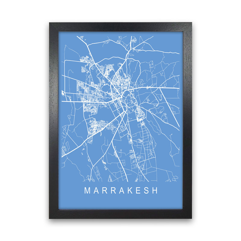 Marrakesh Map Blueprint Art Print by Pixy Paper Black Grain