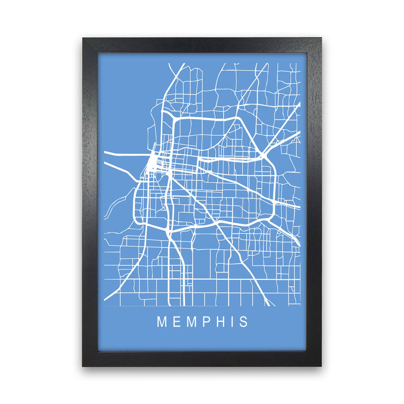 Memphis Map Blueprint Art Print by Pixy Paper Black Grain