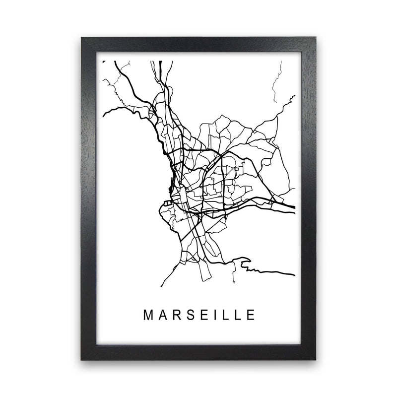 Marseille Map Art Print by Pixy Paper Black Grain
