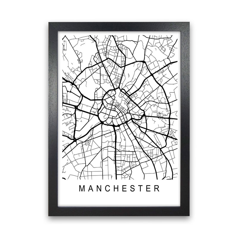 Manchester Map Art Print by Pixy Paper Black Grain