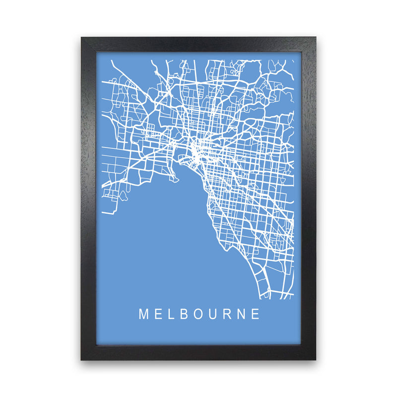 Melbourne Map Blueprint Art Print by Pixy Paper Black Grain