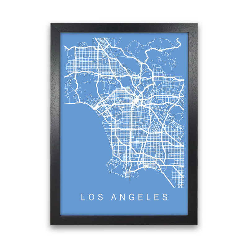 Los Angeles Map Blueprint Art Print by Pixy Paper Black Grain