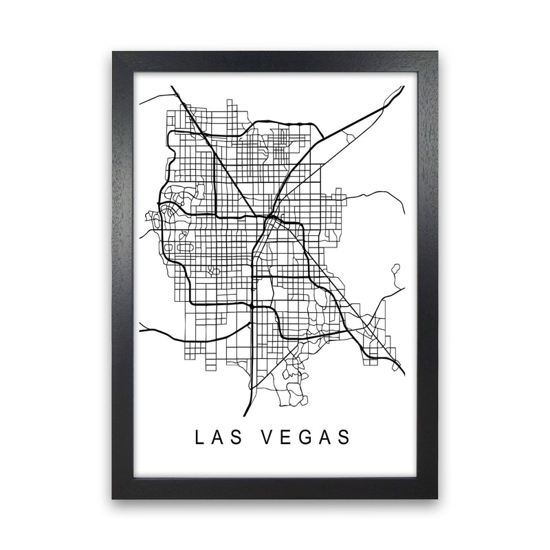 Las Vegas Map Art Print by Pixy Paper Black Grain