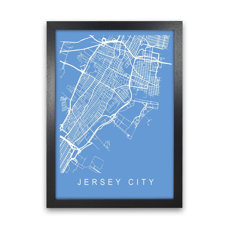 Jersey City Map Blueprint Art Print by Pixy Paper Black Grain