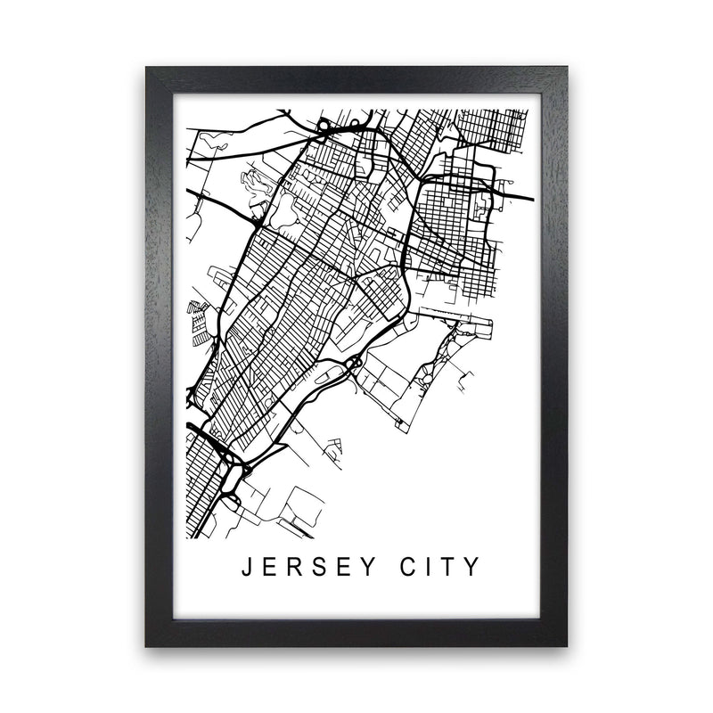 Jersey City Map Art Print by Pixy Paper Black Grain