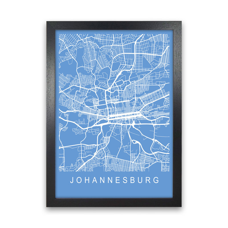 Johannesburg Map Blueprint Art Print by Pixy Paper Black Grain