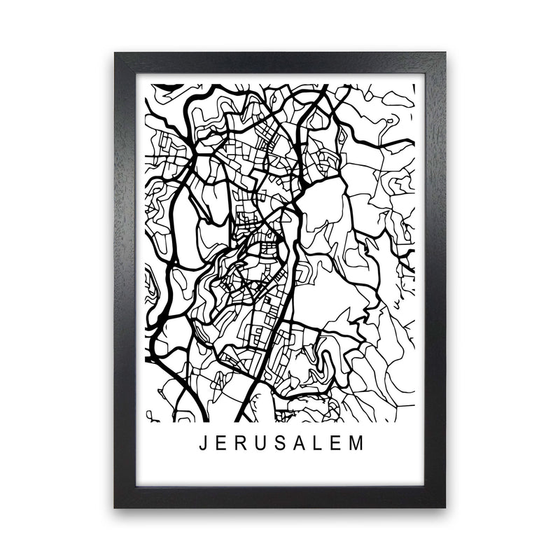 Jerusalem Map Art Print by Pixy Paper Black Grain
