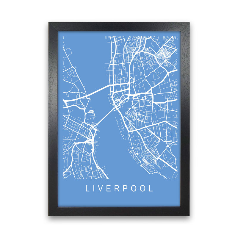 Liverpool Map Blueprint Art Print by Pixy Paper Black Grain