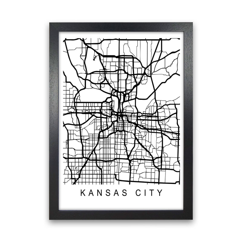 Kansas City Map Art Print by Pixy Paper Black Grain