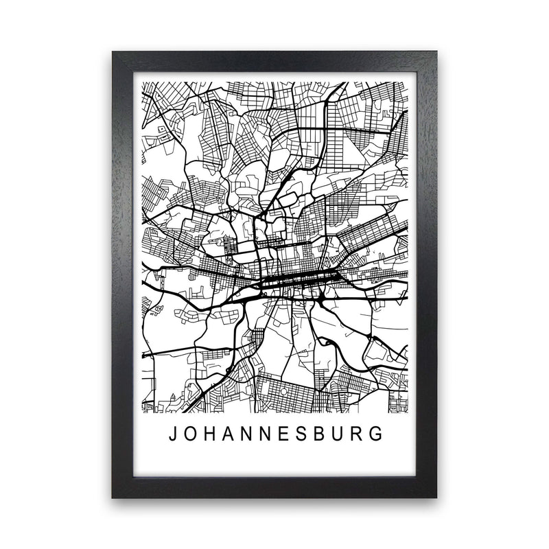Johannesburg Map Art Print by Pixy Paper Black Grain