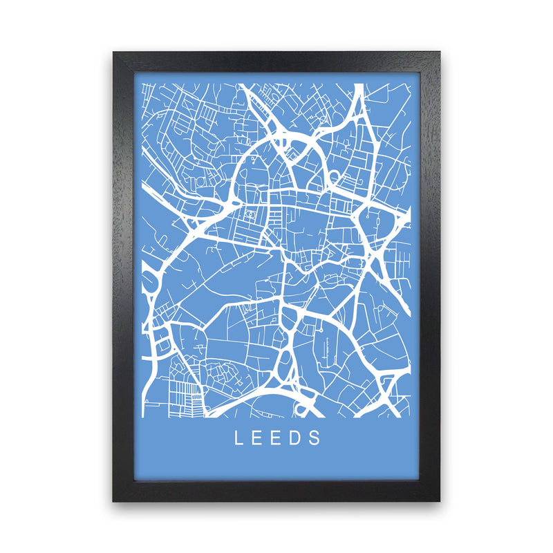 Leeds Map Blueprint Art Print by Pixy Paper Black Grain