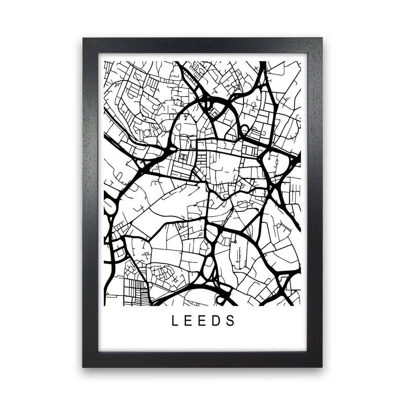 Leeds Map Art Print by Pixy Paper Black Grain