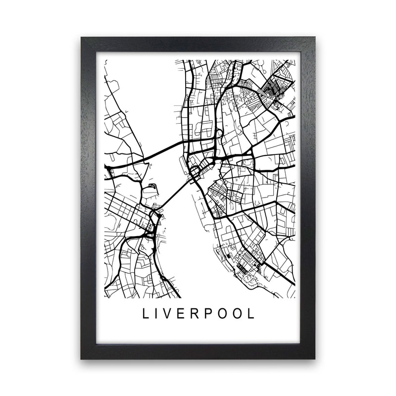 Liverpool Map Art Print by Pixy Paper Black Grain