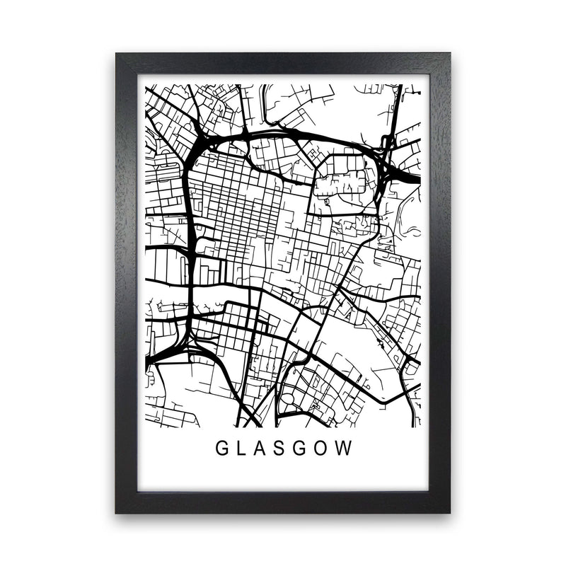 Glasgow Map Art Print by Pixy Paper Black Grain