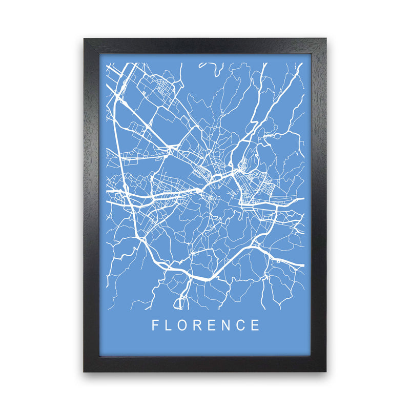 Florence Map Blueprint Art Print by Pixy Paper Black Grain