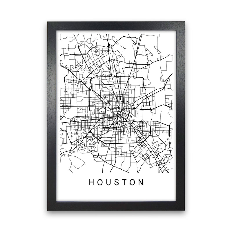 Houston Map Art Print by Pixy Paper Black Grain