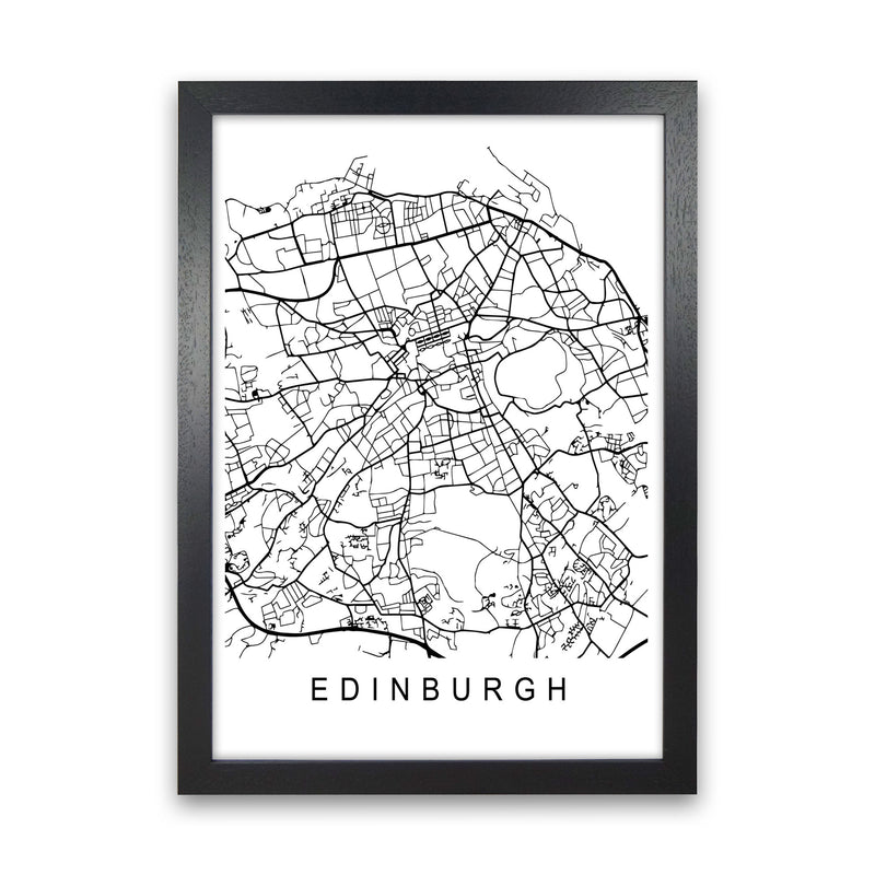 Edinburgh Map Art Print by Pixy Paper Black Grain