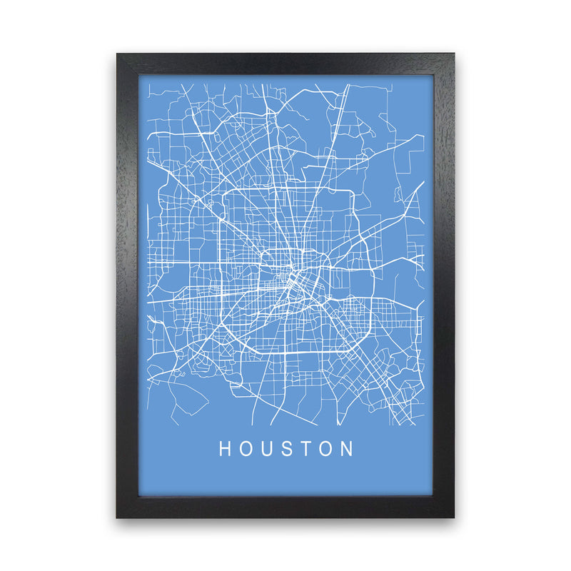 Houston Map Blueprint Art Print by Pixy Paper Black Grain