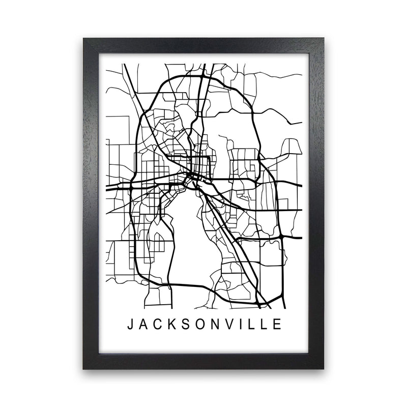 Jacksonville Map Art Print by Pixy Paper Black Grain