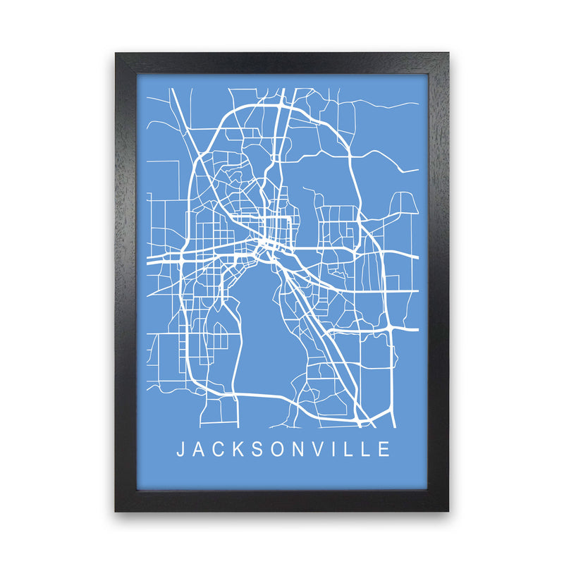 Jacksonville Map Blueprint Art Print by Pixy Paper Black Grain