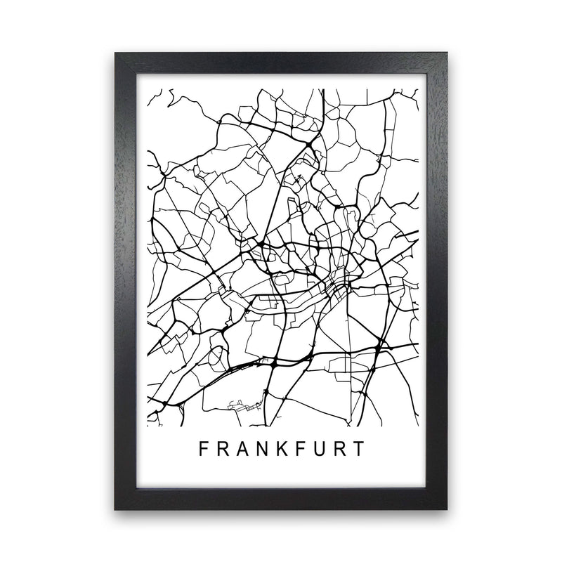Frankfurt Map Art Print by Pixy Paper Black Grain
