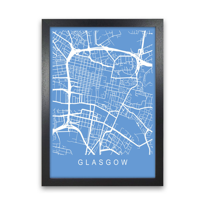 Glasgow Map Blueprint Art Print by Pixy Paper Black Grain