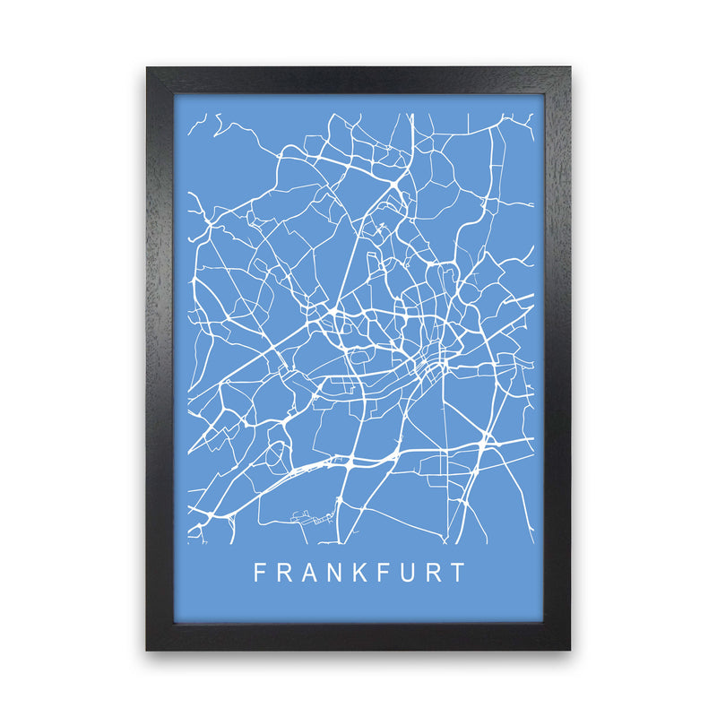 Frankfurt Map Blueprint Art Print by Pixy Paper Black Grain
