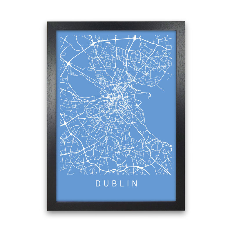 Dublin Map Blueprint Art Print by Pixy Paper Black Grain