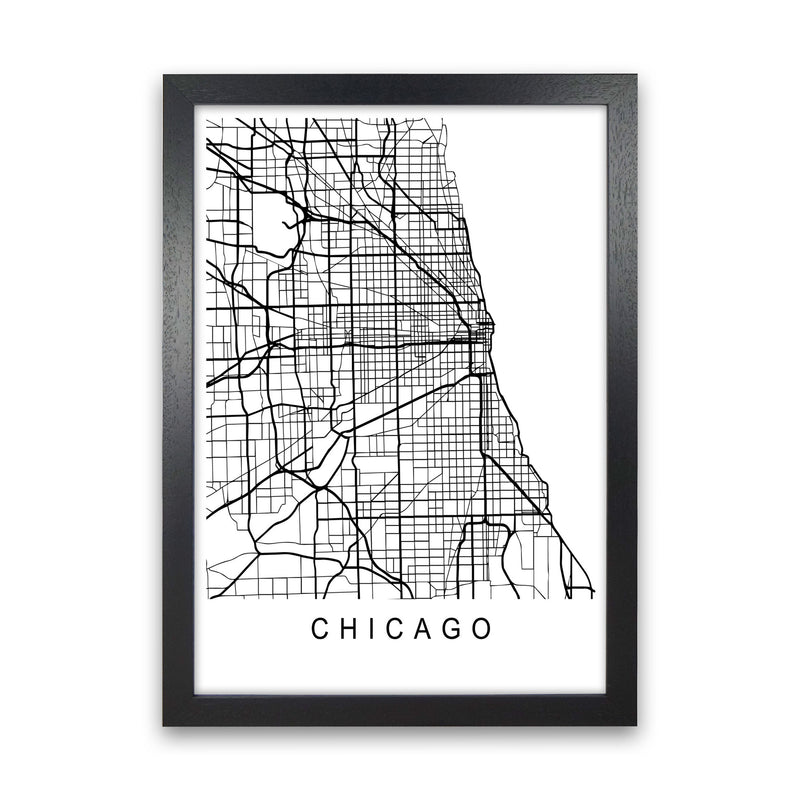 Chicago Map Art Print by Pixy Paper Black Grain