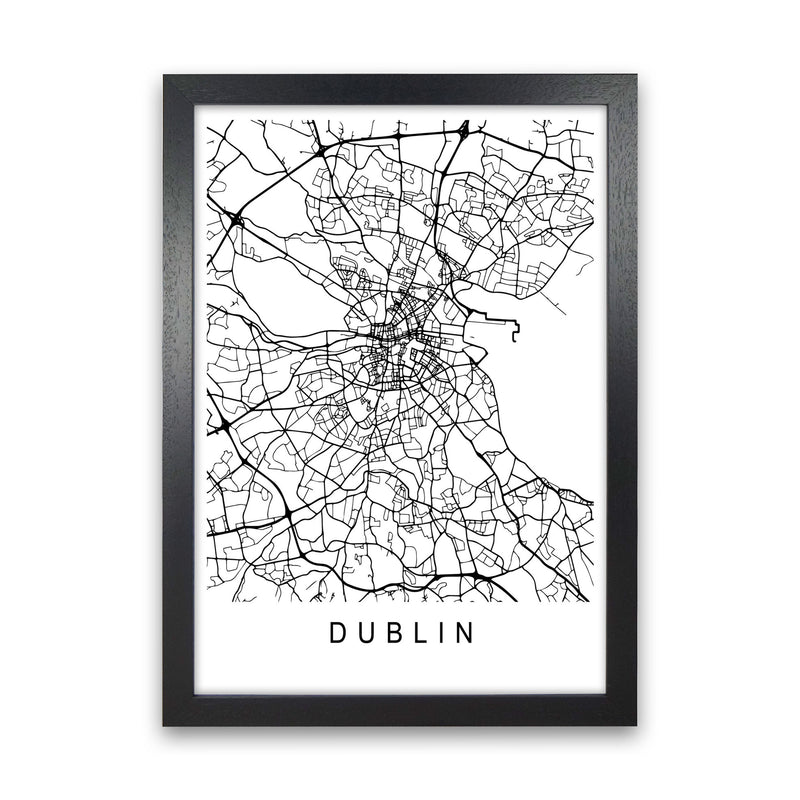 Dublin Map Art Print by Pixy Paper Black Grain