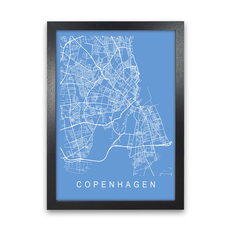 Copenhagen Map Blueprint Art Print by Pixy Paper Black Grain